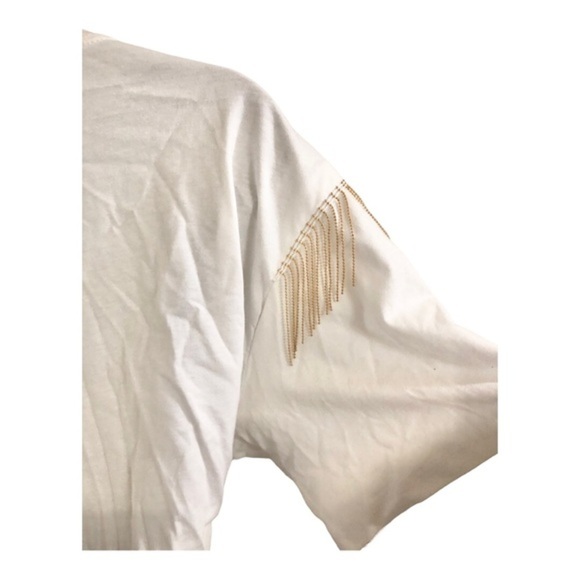Rodeo Cowgirl gold fringe tassels White Cotton tee shirt size medium new - Picture 9 of 11